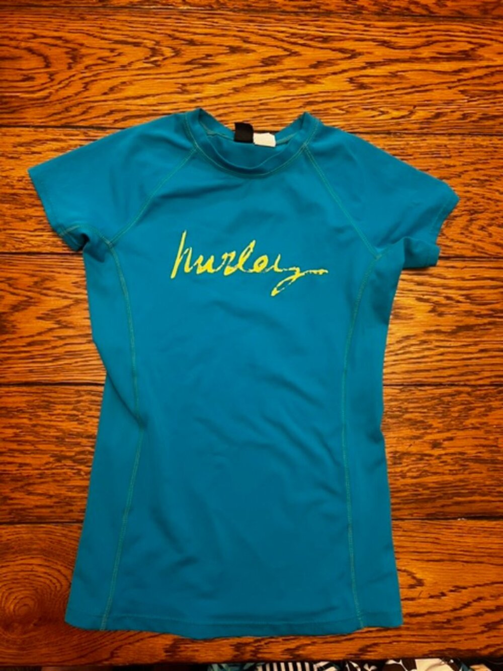 Youth Hurley Blue Swimsuit Swim Shirt, Size 12, Short Sleeve, Ex Cond!